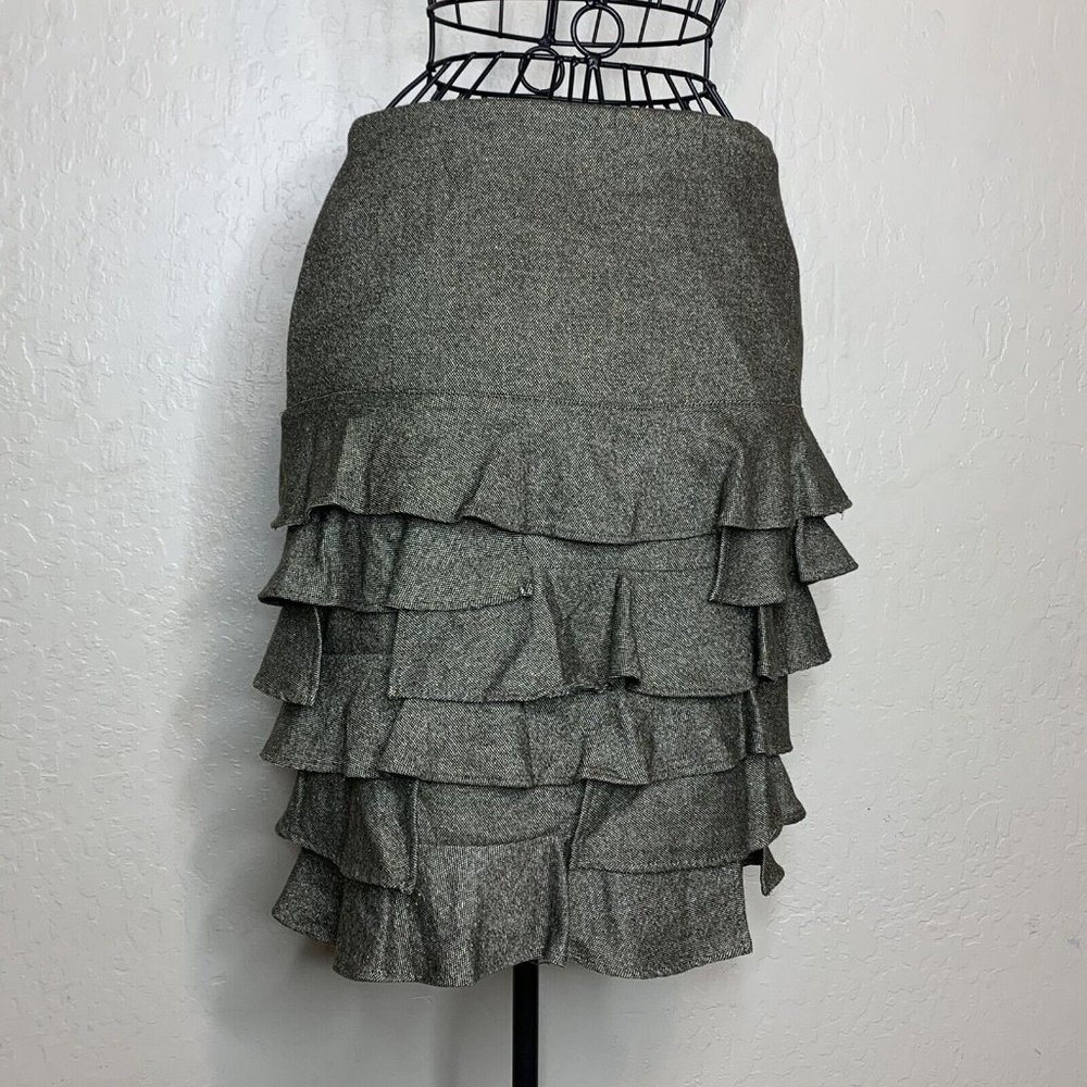 Talbots Gray Ruffle Pencil Skirt